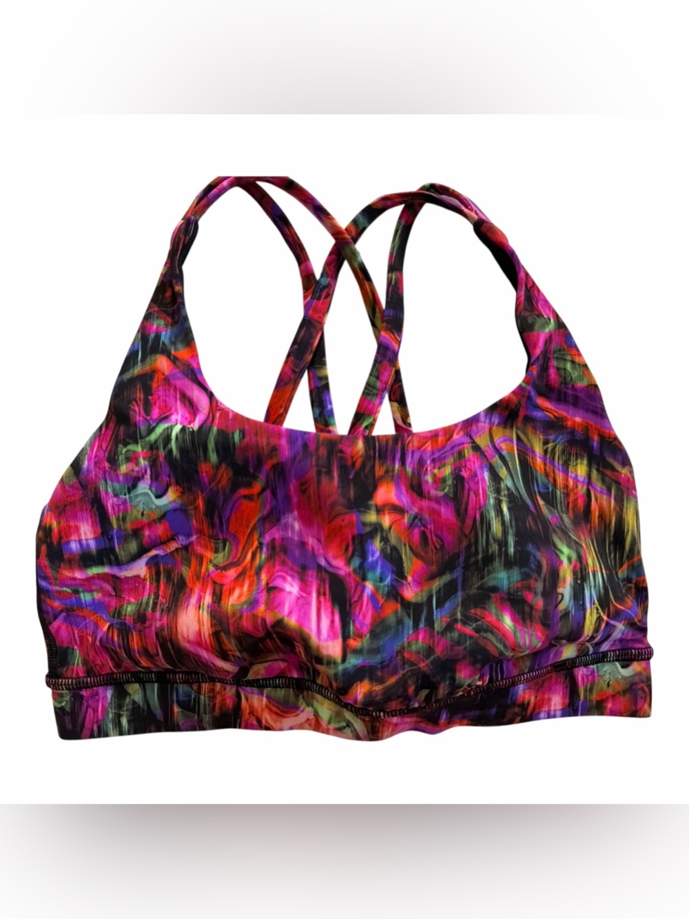 Lululemon Womens Size 4 Hyper Flow Pink Multi Energy Sports Bra